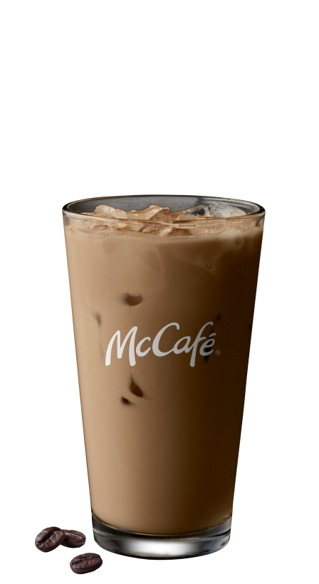 McCafe Glass filled with iced coffee